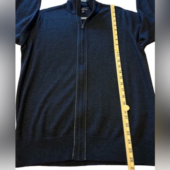 Banana Republic Men’s Sweater Size Large Wool Blend Zip Up Cardigan Leather Trim - Picture 7 of 10